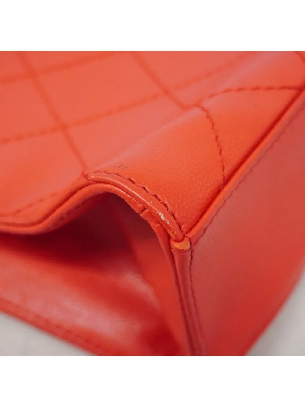 Chanel Chain Tote Quilted Caviar Leather Red Silver